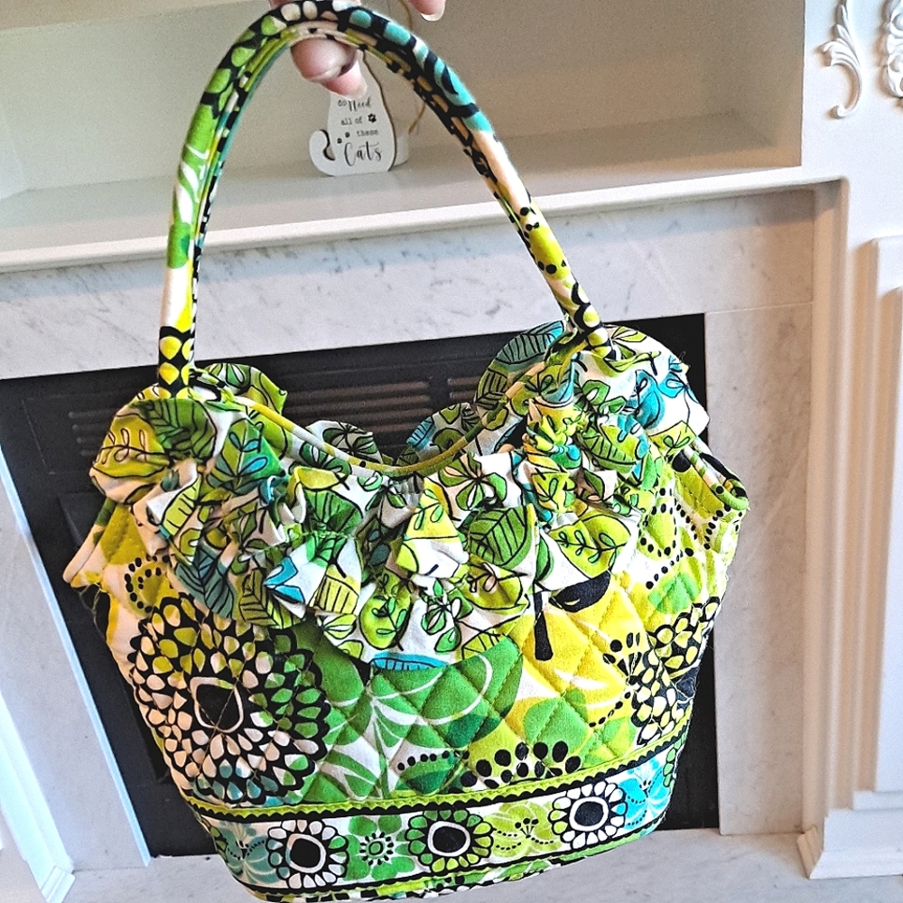 💚 💛 Vera Bradley Green Floral Princess Mini Handbag - Picture 2 of 7